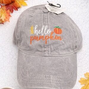 David & Young Hello Pumpkin Embroidered Fall Hat Autumn Cap